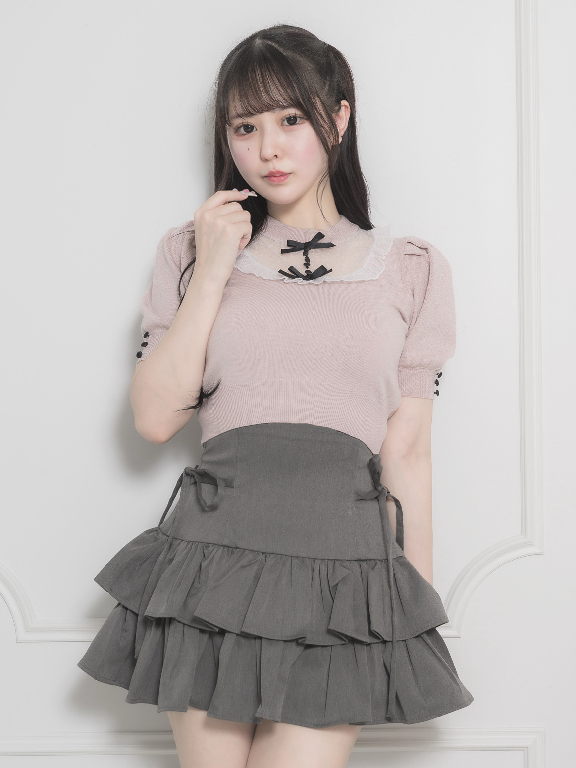 チュールフリルドーリーニットトップス – pium チュールフリルドーリーニットトップス – pium
