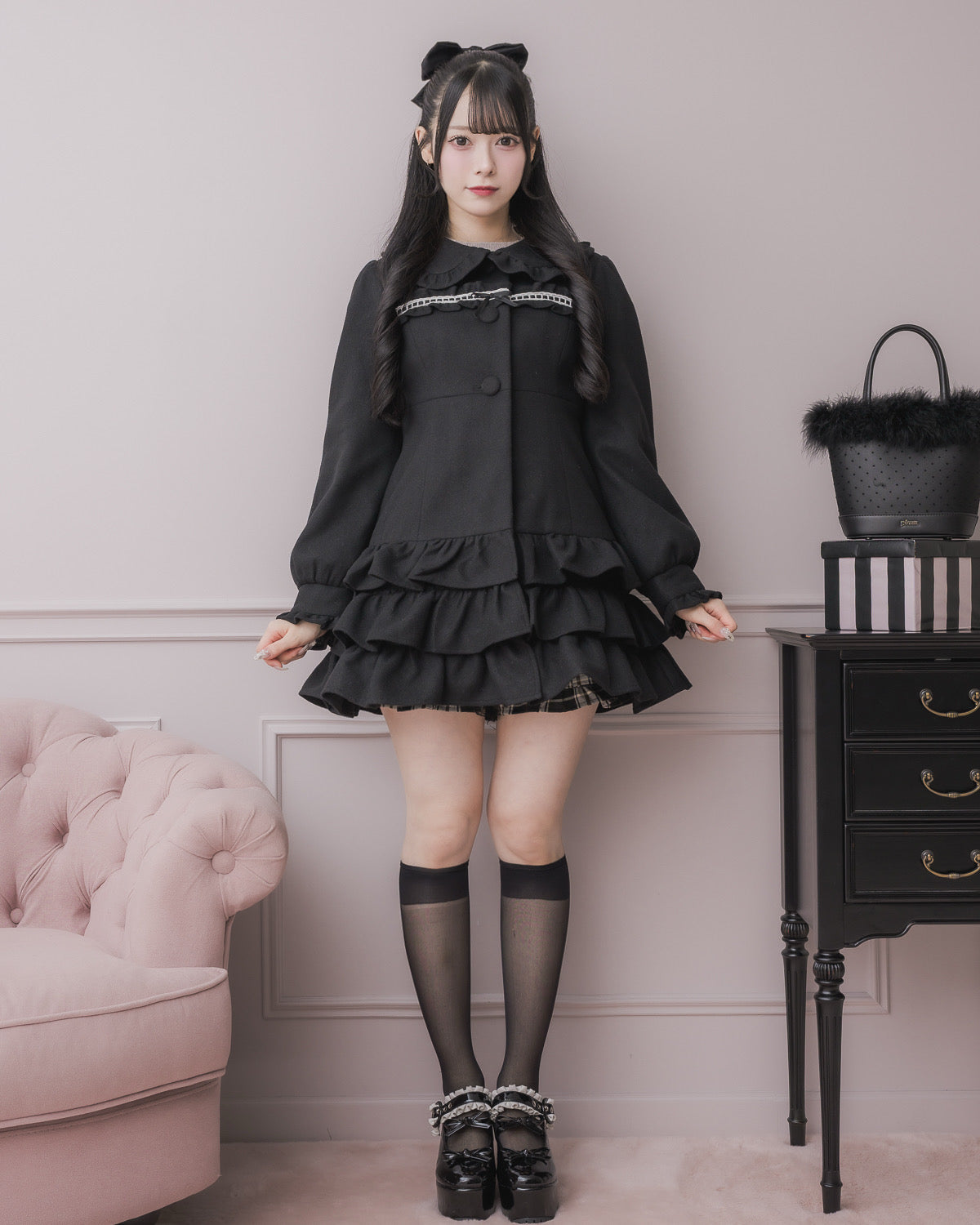 pium はしごレースティアードミニコート はしごレースティアードミニコート – pium