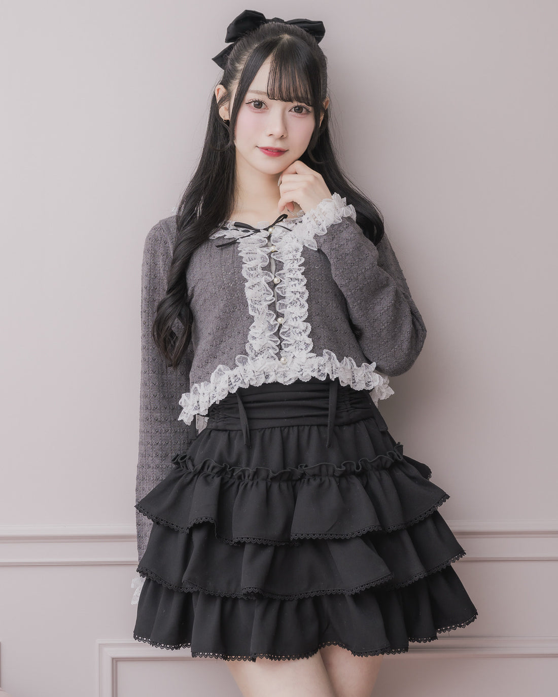 モデル身長：155cm/着用カラー : チャコール