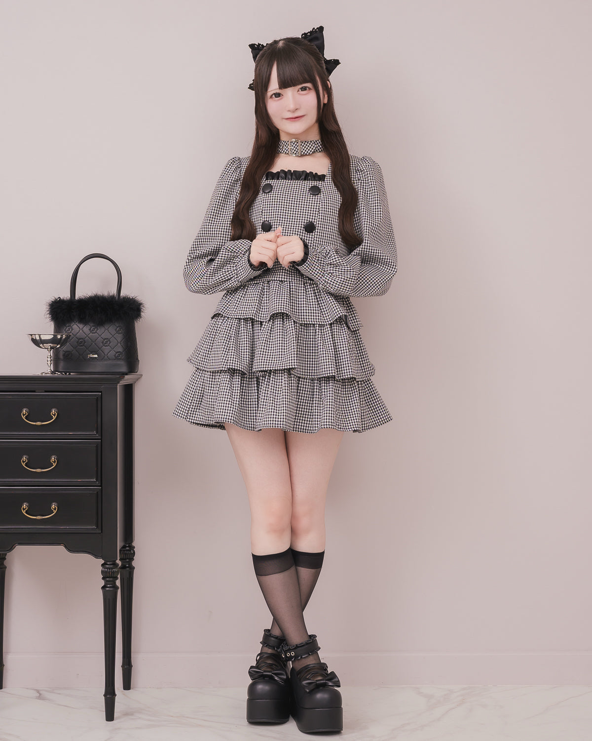 モデル身長：155cm/着用カラー：ギンガム