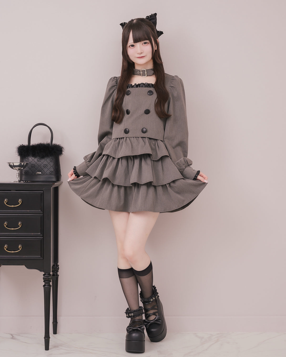 モデル身長：155cm/着用カラー：チャコール