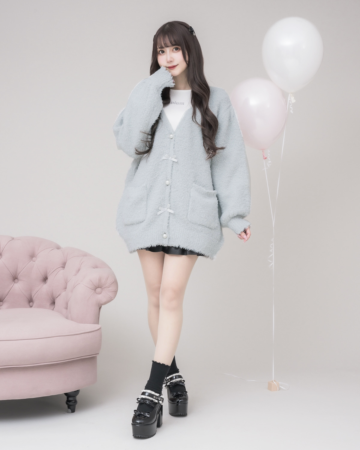 モデル身長:159cm/着用カラー:ブルーグレー