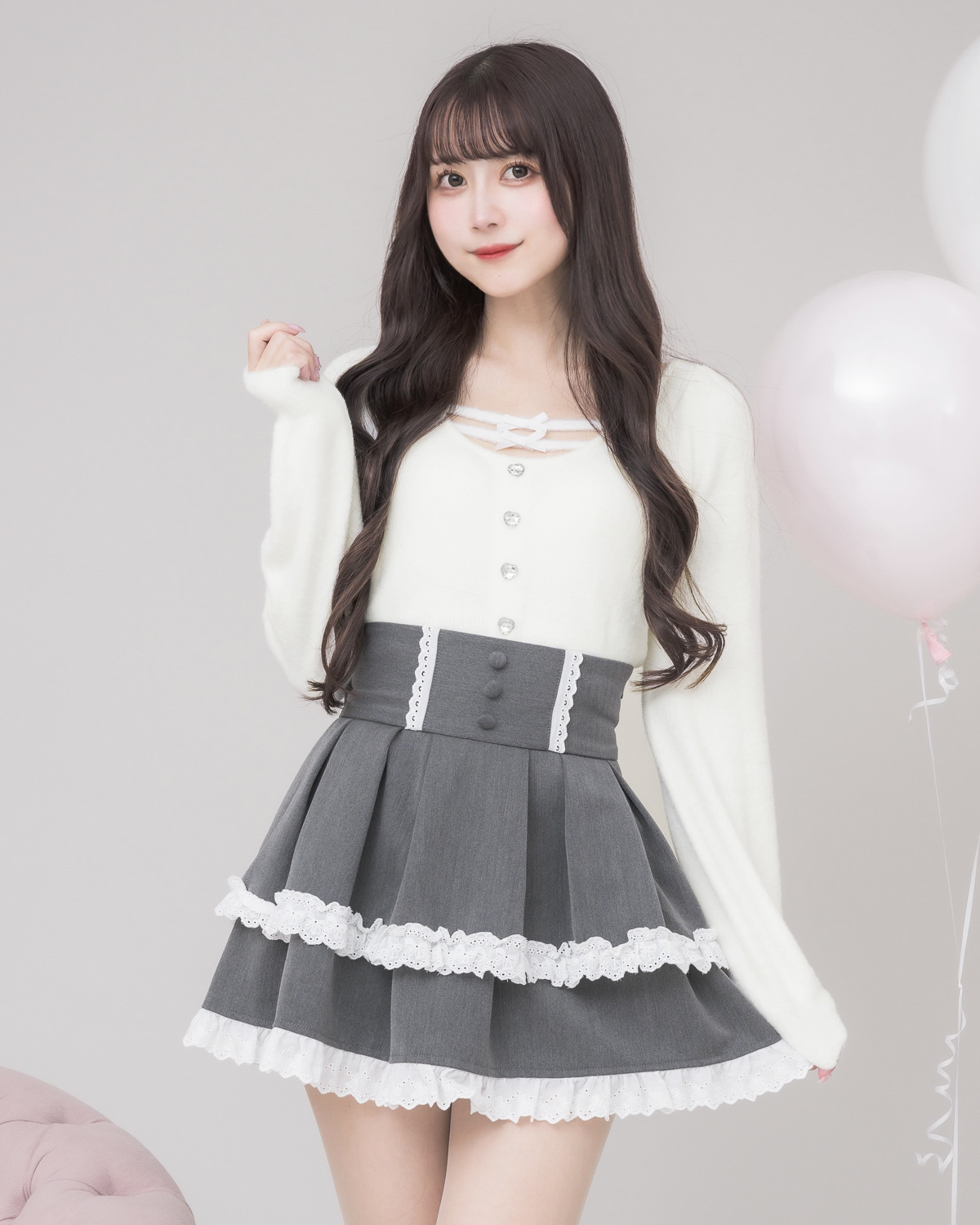 モデル身長:159cm/着用カラー:ホワイト