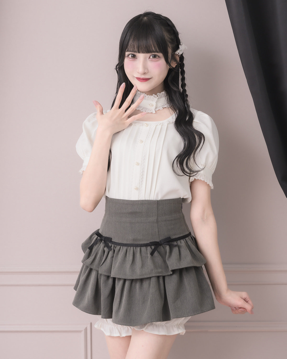 コットンフリルチョーカーブラウス – pium