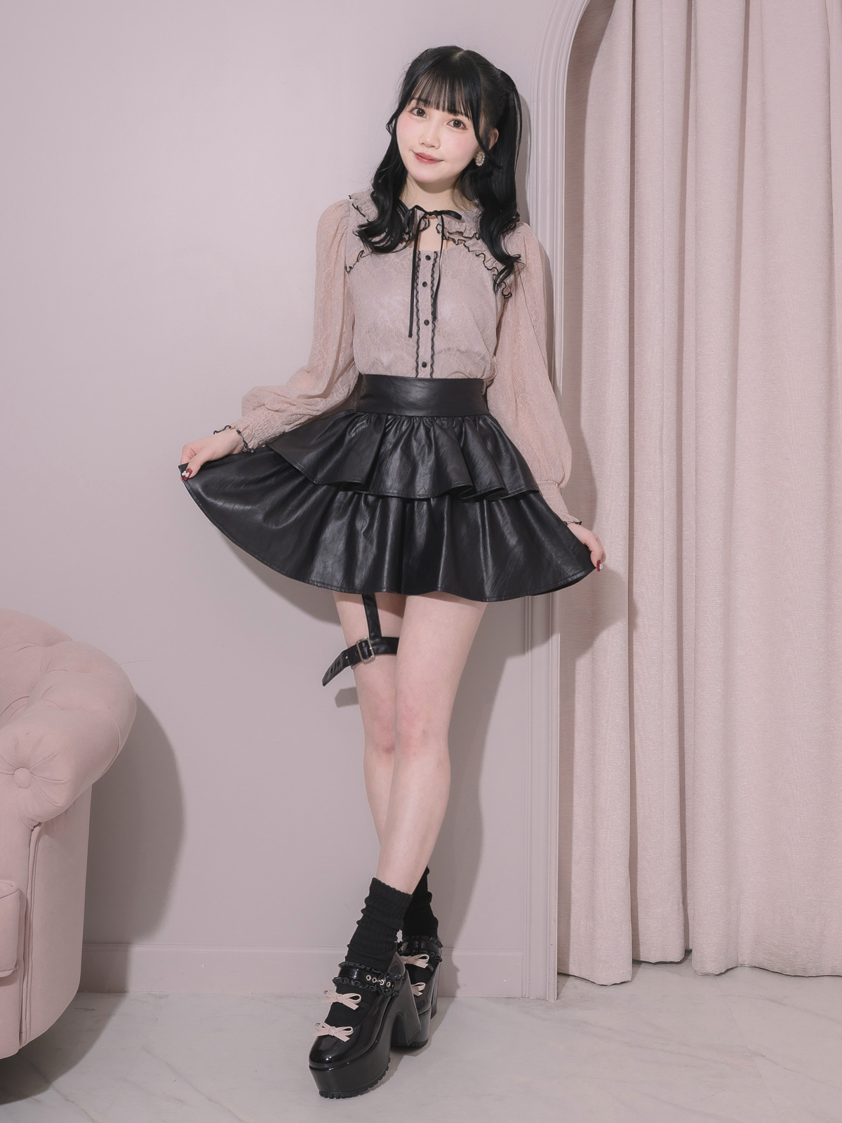 モデル身長:158cm/着用カラー:ピンク