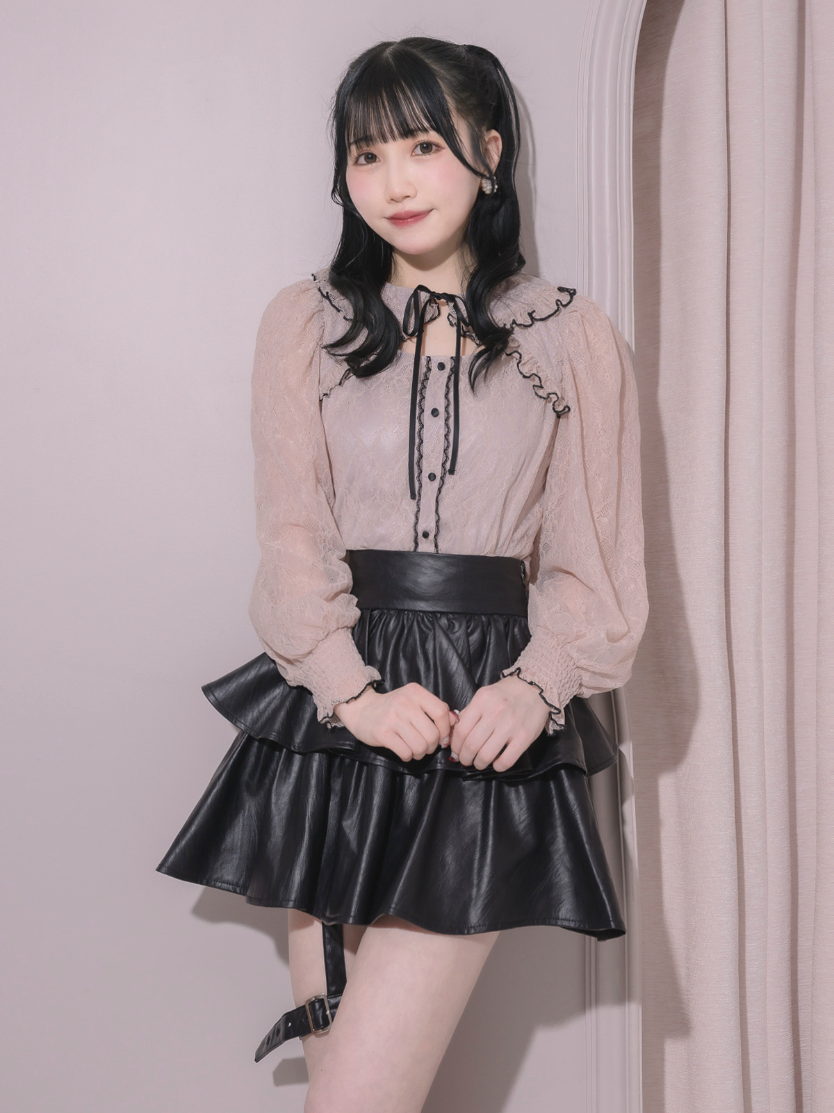 モデル身長:158cm/着用カラー:ピンク