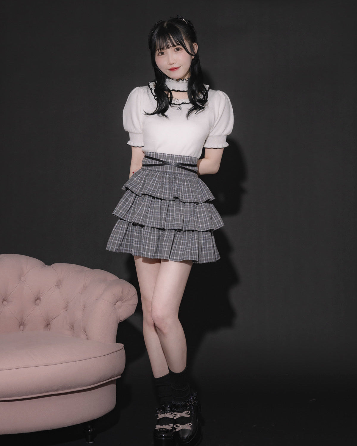 モデル身長:158cm/着用カラー:グレーチェック