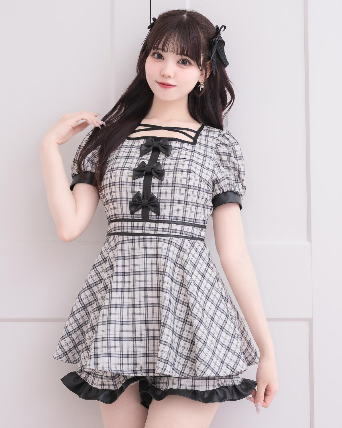 バイカラーレザーリボンセットアップ