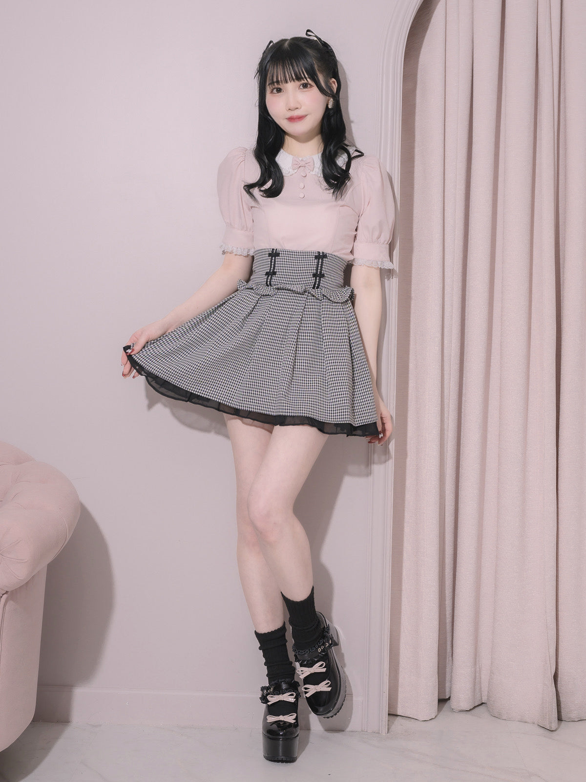 モデル身長:158cm/着用カラー:ピンク