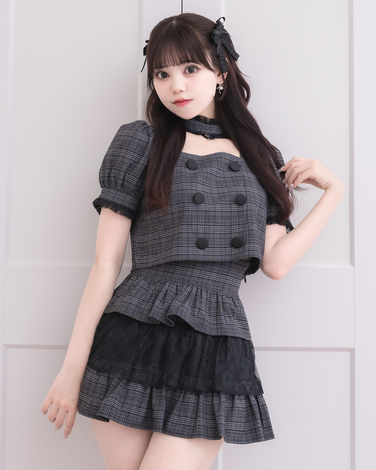 モデル身長:163cm/着用カラー:ダークチェック