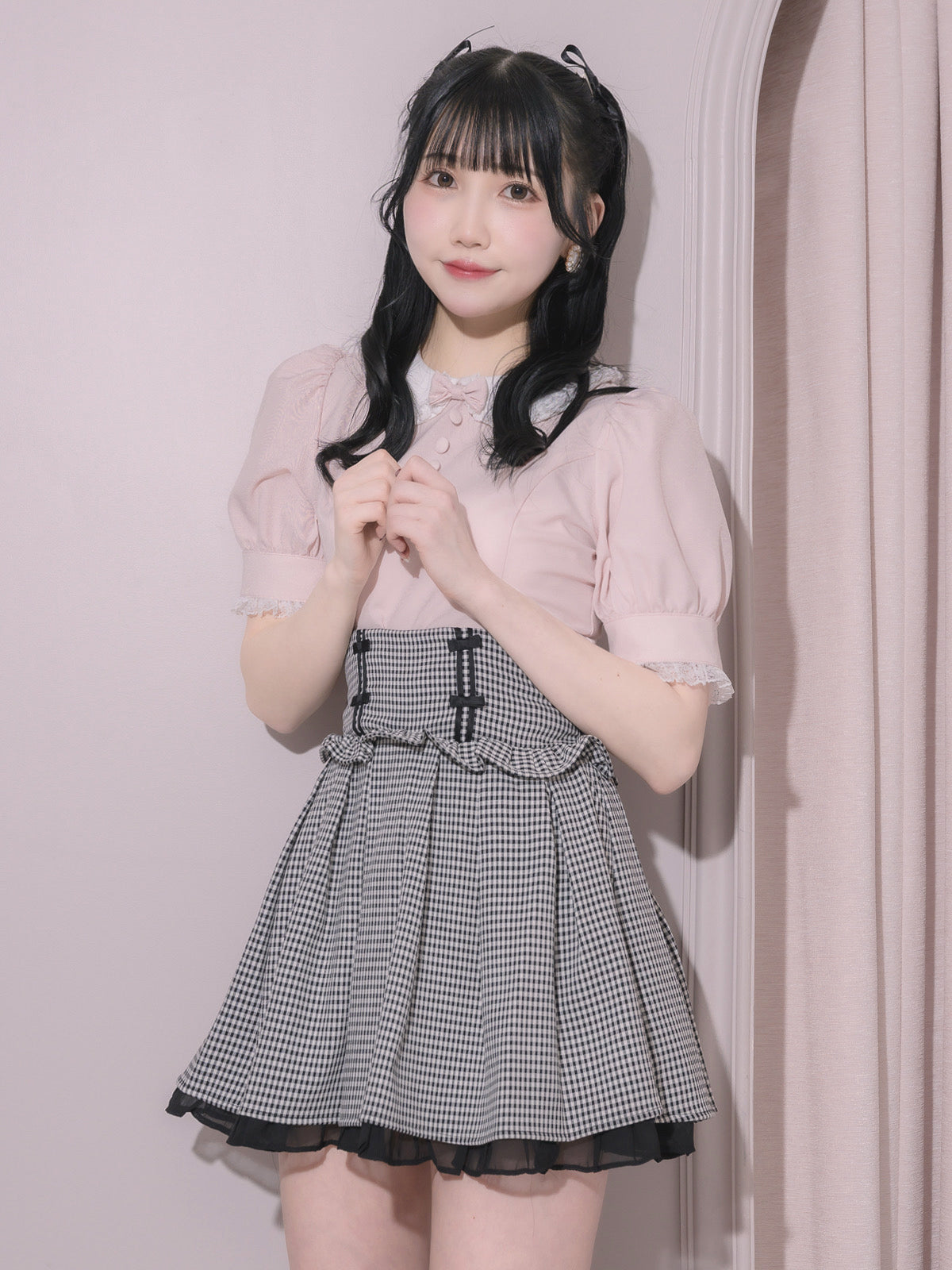 モデル身長:158cm/着用カラー:ピンク