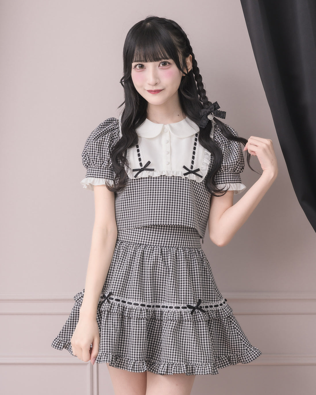 モデル身長：157cm/着用カラー:ギンガム