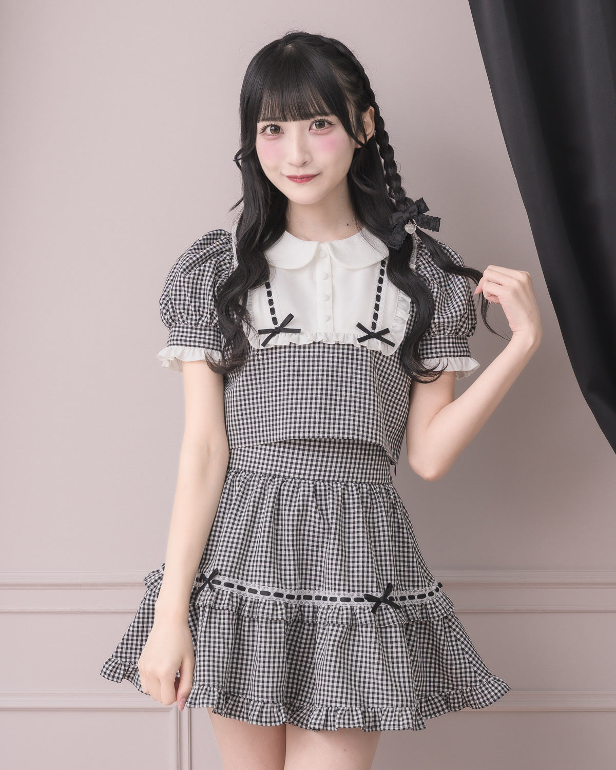 モデル身長：157cm/着用カラー:ギンガム