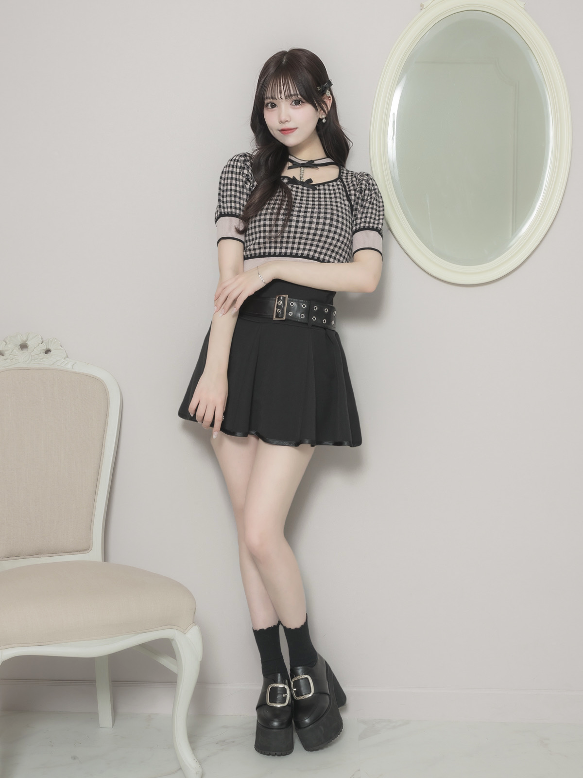 モデル身長：163cm/着用カラー:ブラック