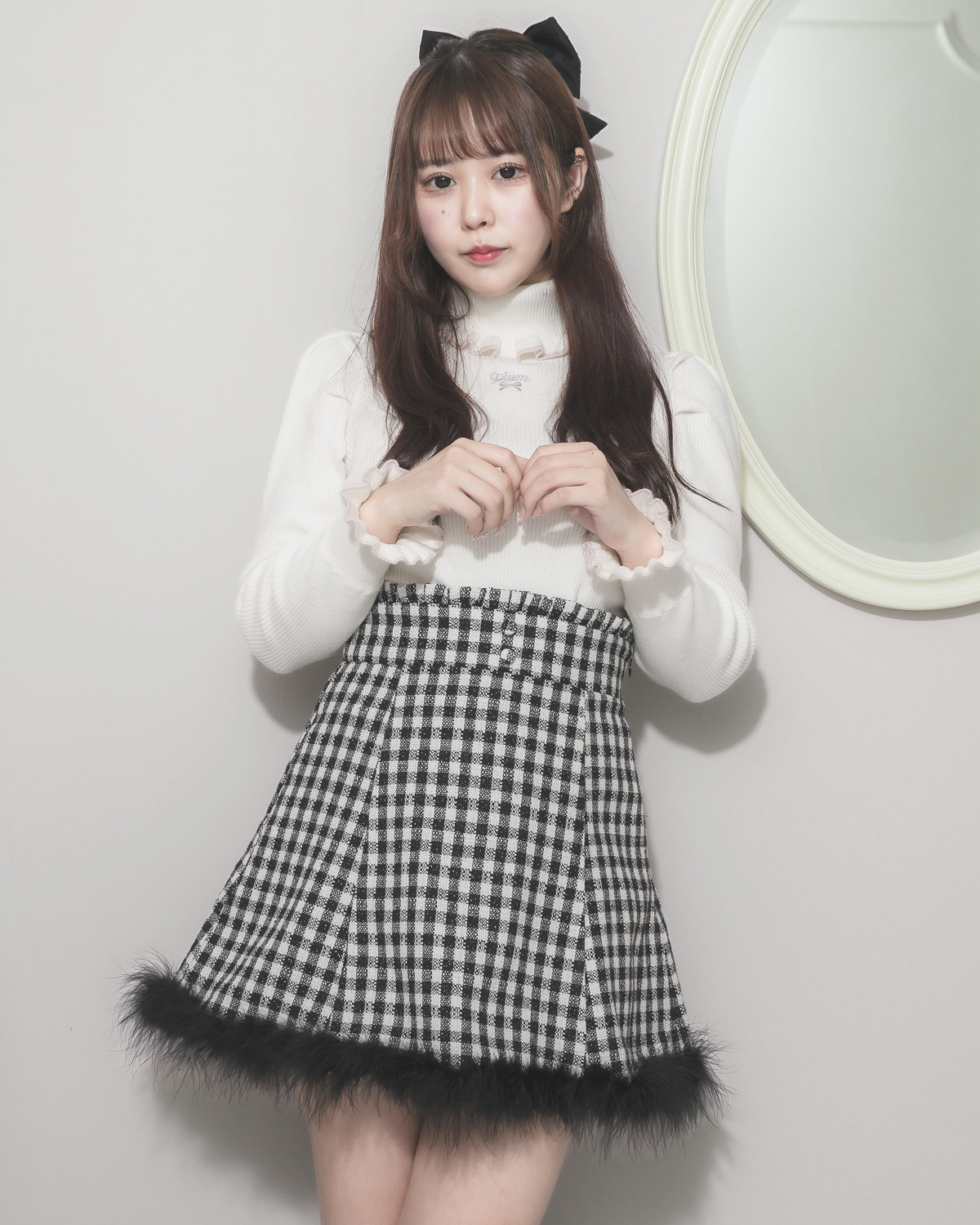 モデル身長:157cm/着用カラー:ホワイト×ピンク