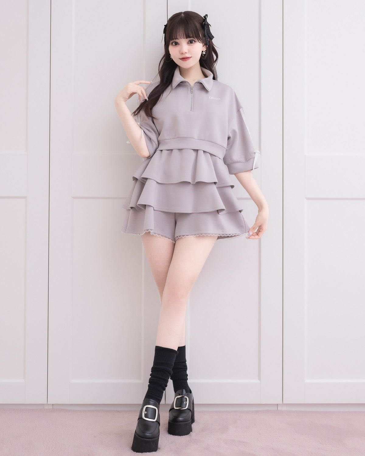 モデル身長:163cm/着用カラー:ラベンダーグレー