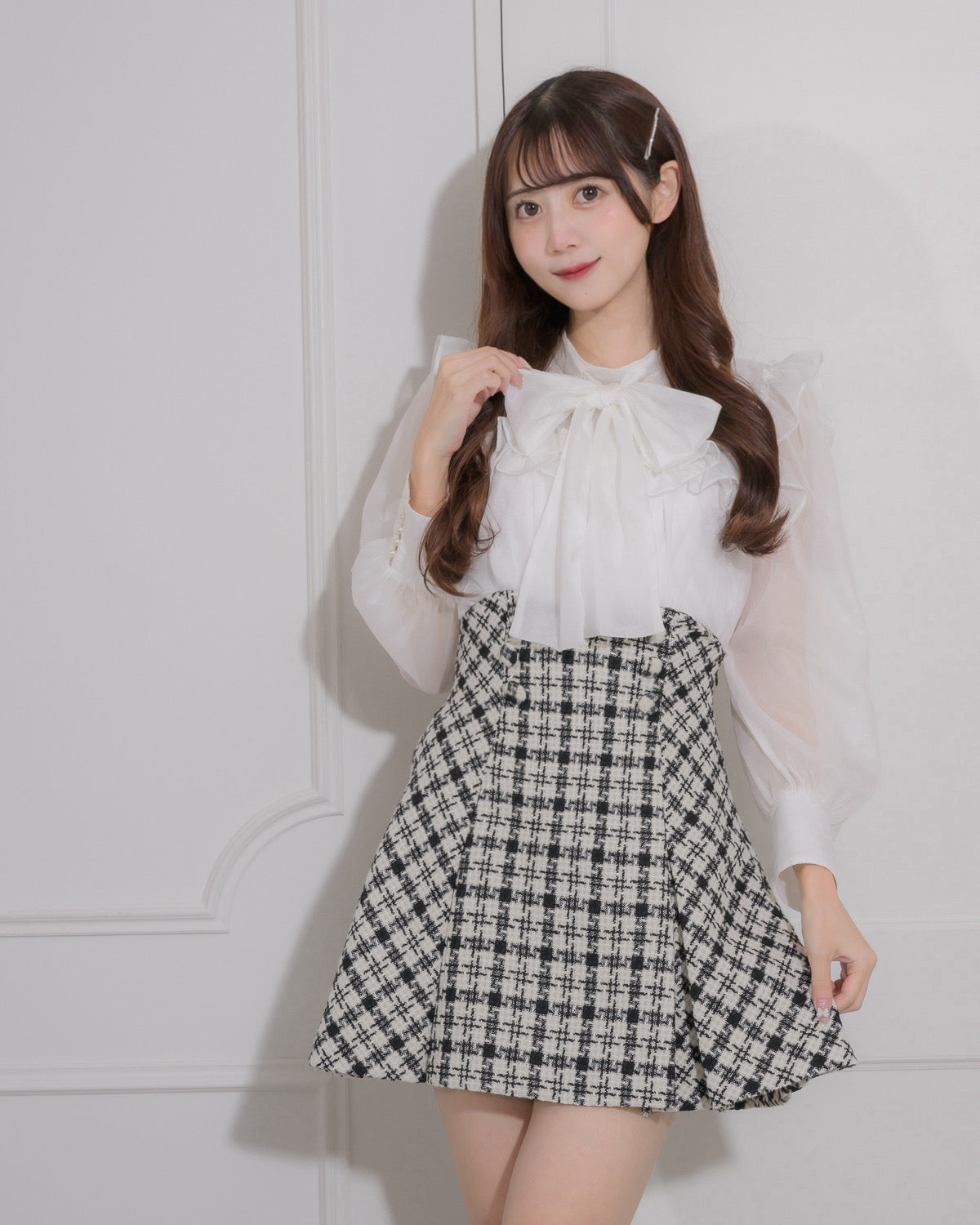 モデル身長:158cm/着用カラー:ホワイト