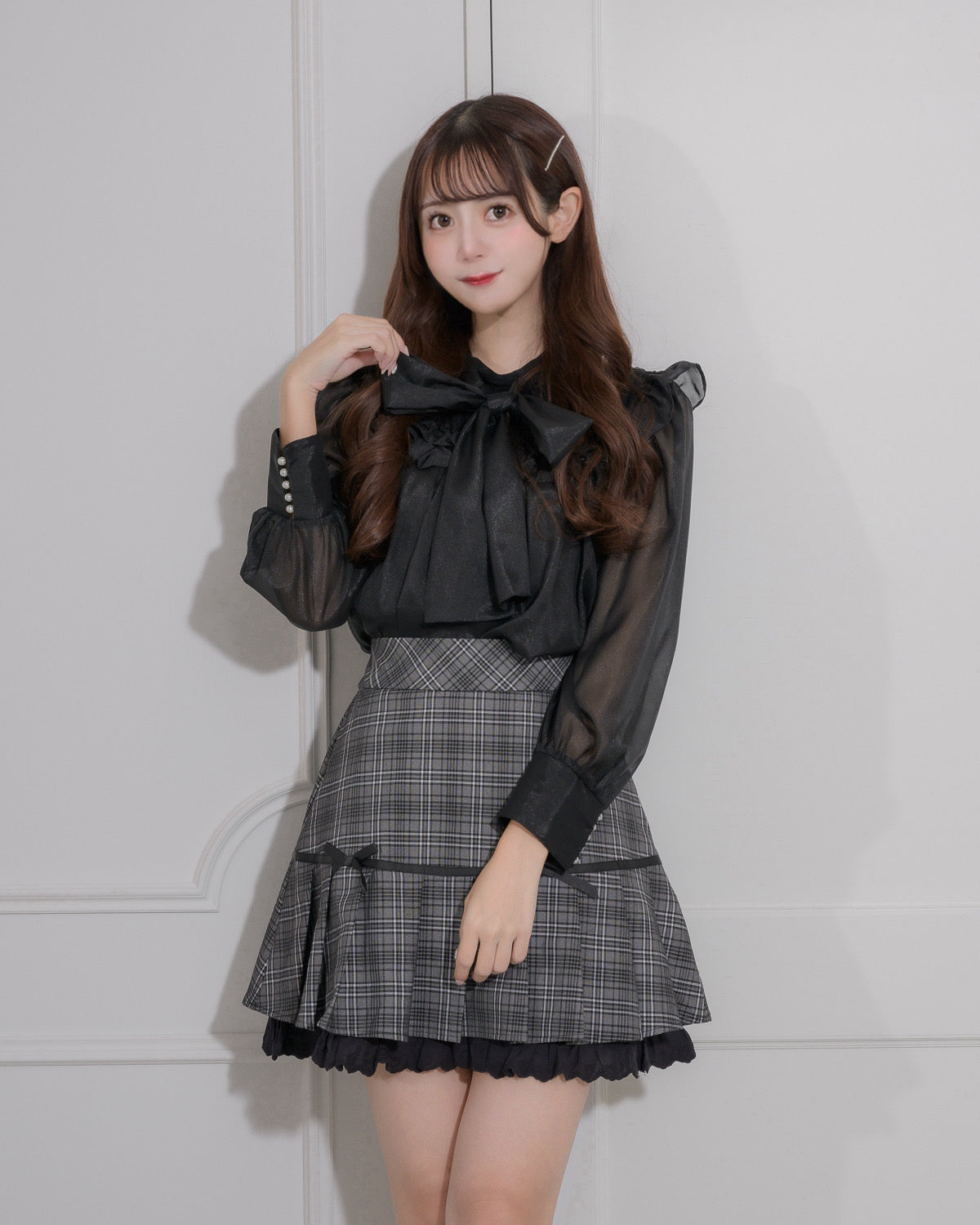 モデル身長:158cm/着用カラー:ブラック