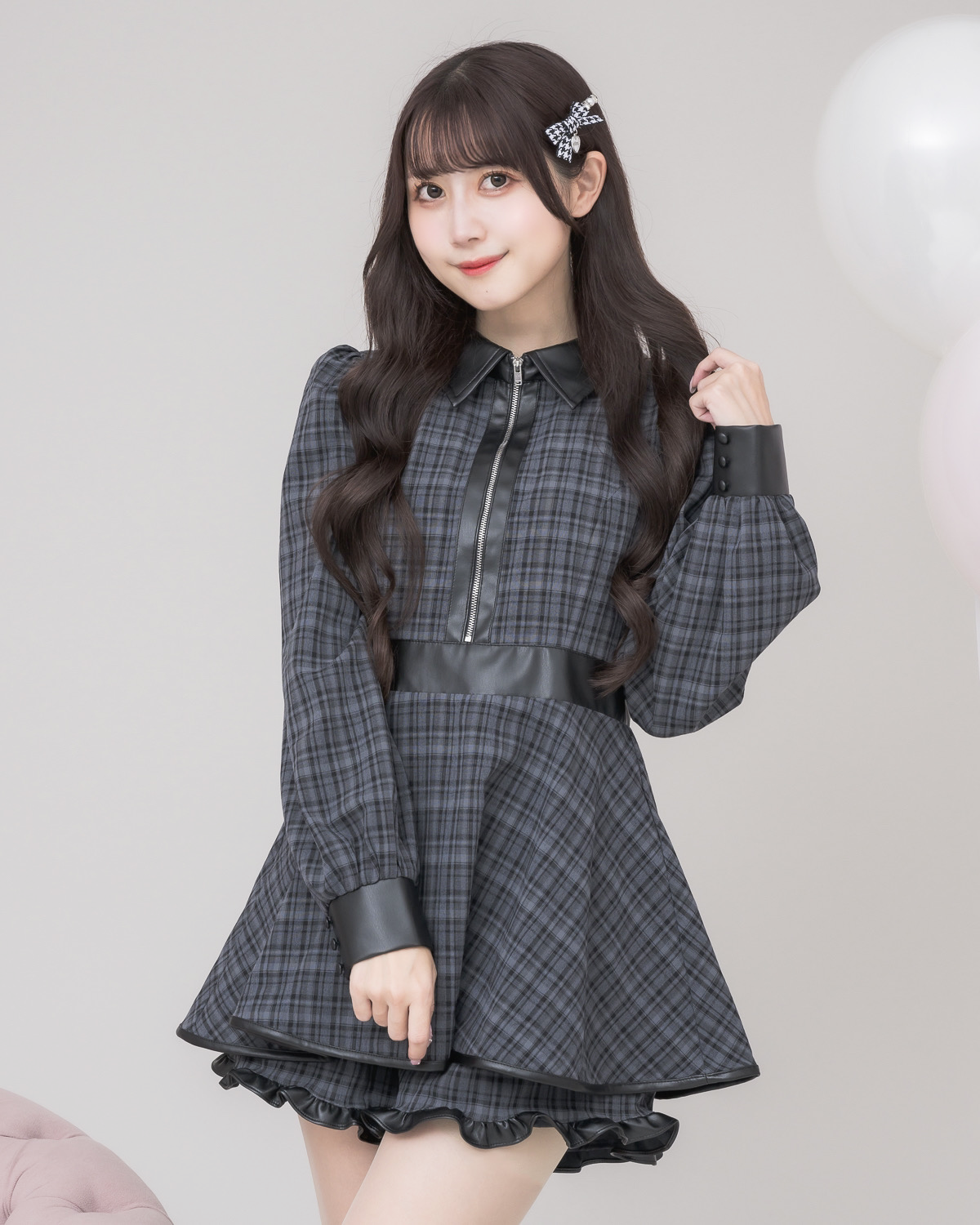 モデル身長:159cm/着用カラー:ダークチェック