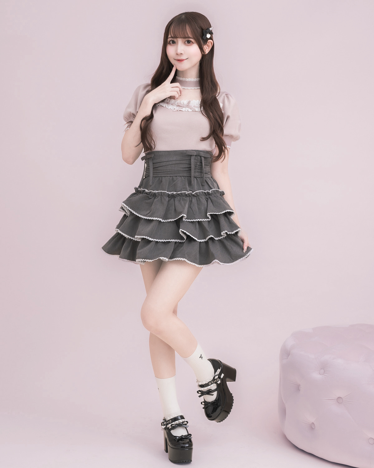 モデル身長:159cm/着用カラー:ピンク