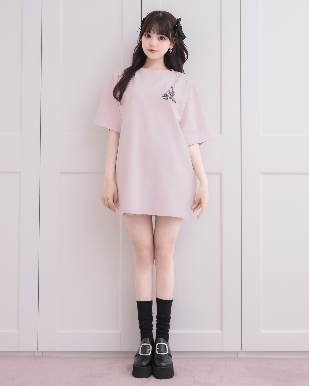 モデル身長:163cm/着用カラー:ピンク×ブラック