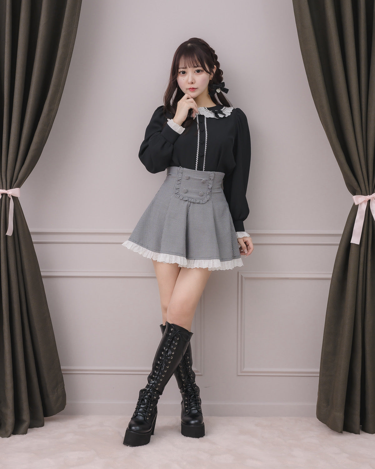 モデル身長：157cm/着用カラー:ブラック