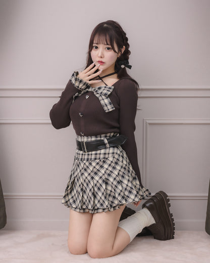 モデル身長：157cm/着用カラー:ベージュチェック