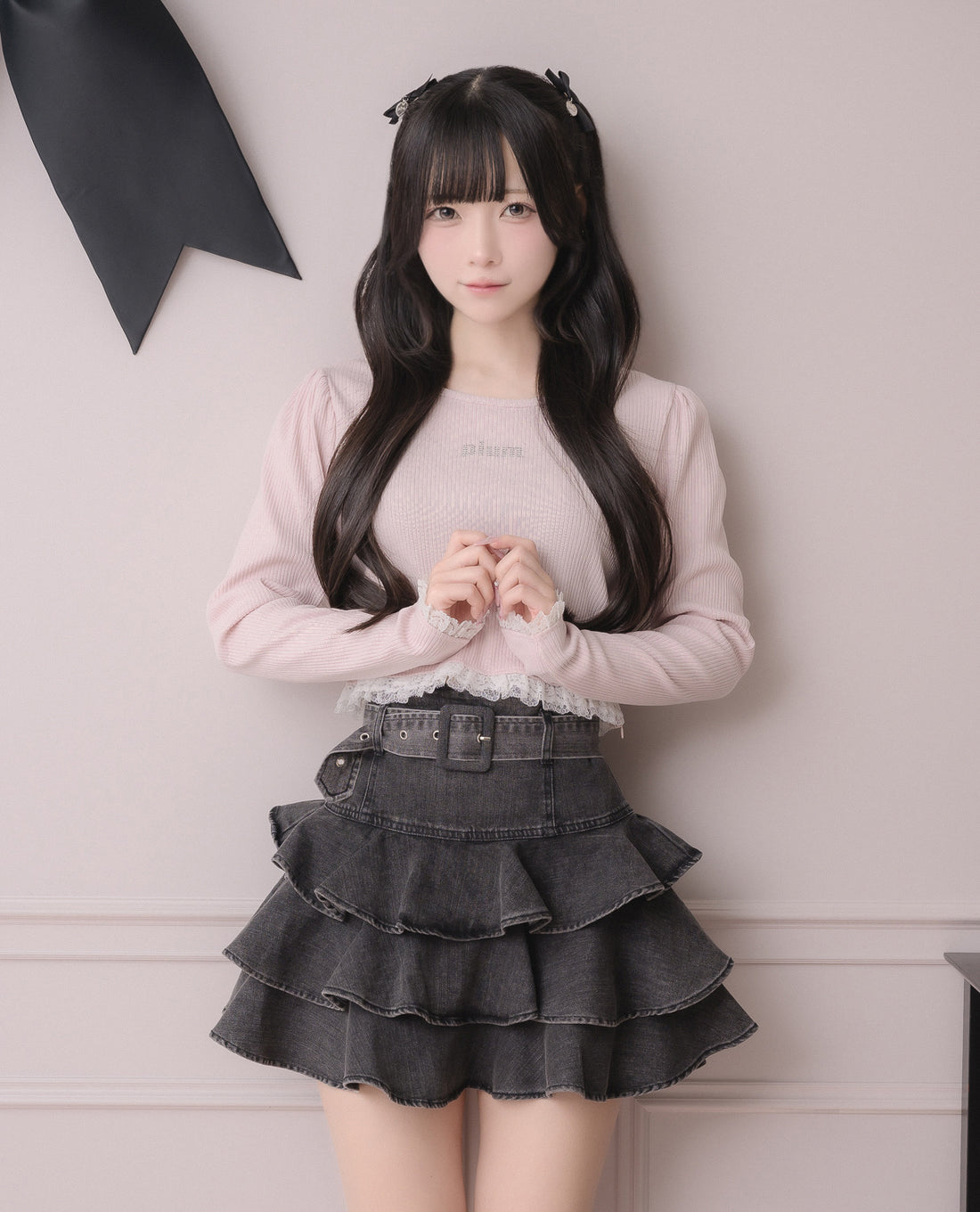 モデル身長：157cm/着用カラー:ブラック