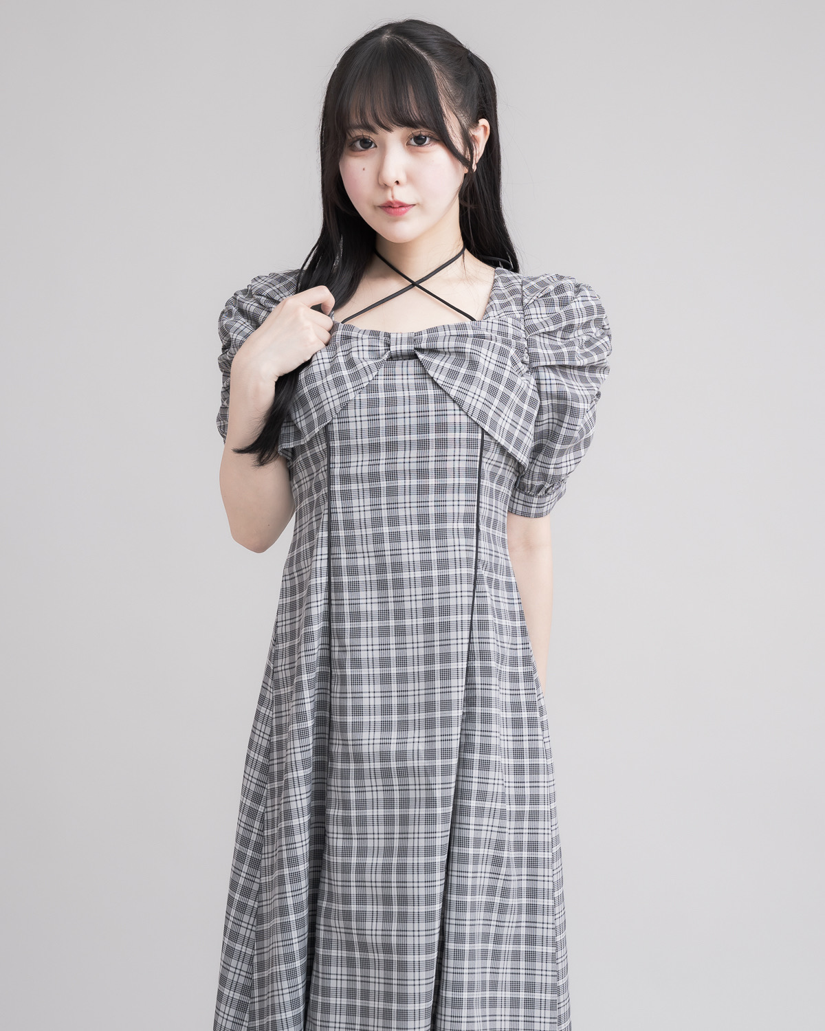 モデル身長：157cm/着用カラー：チェック