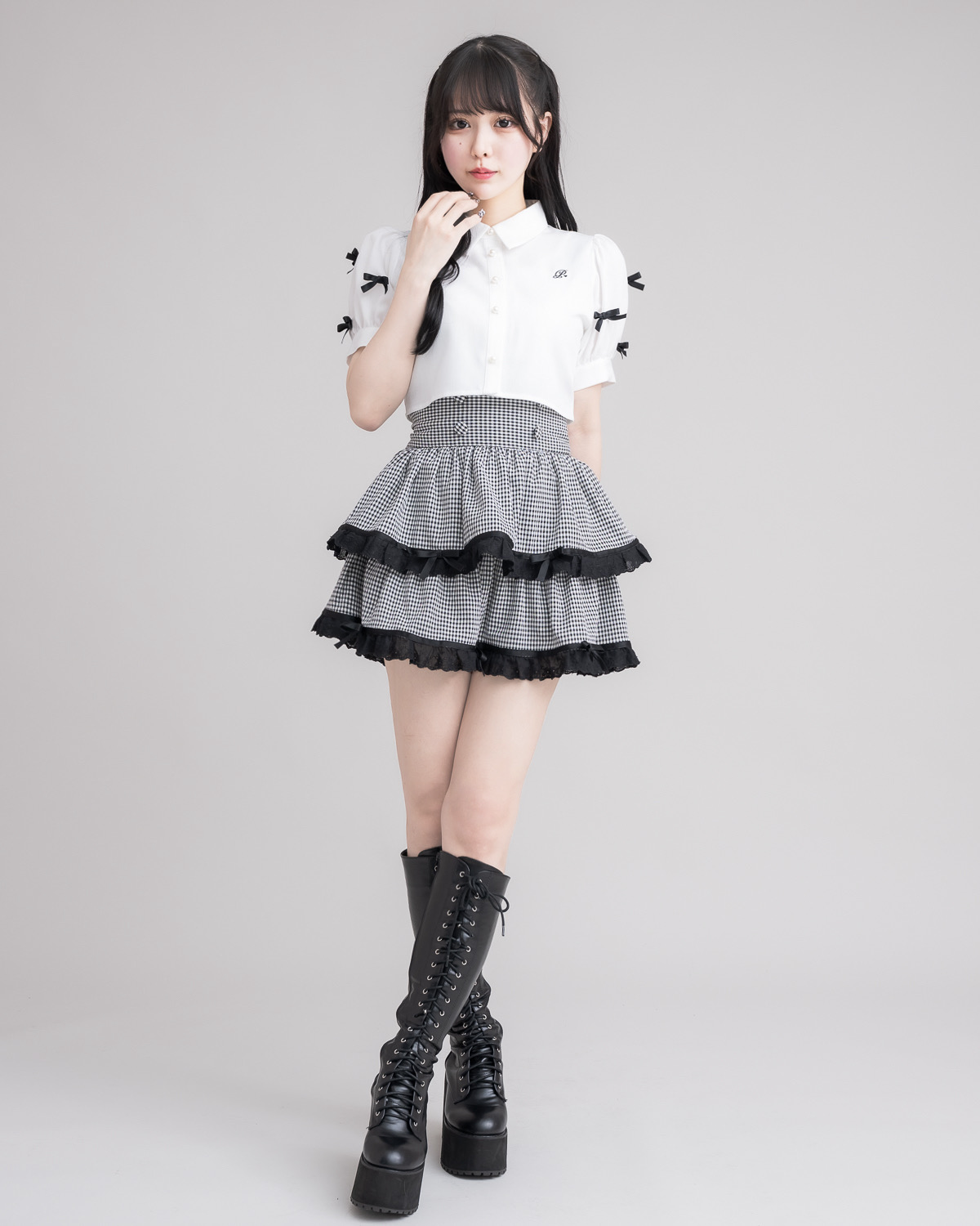 モデル身長:157cm/着用カラー:ホワイト