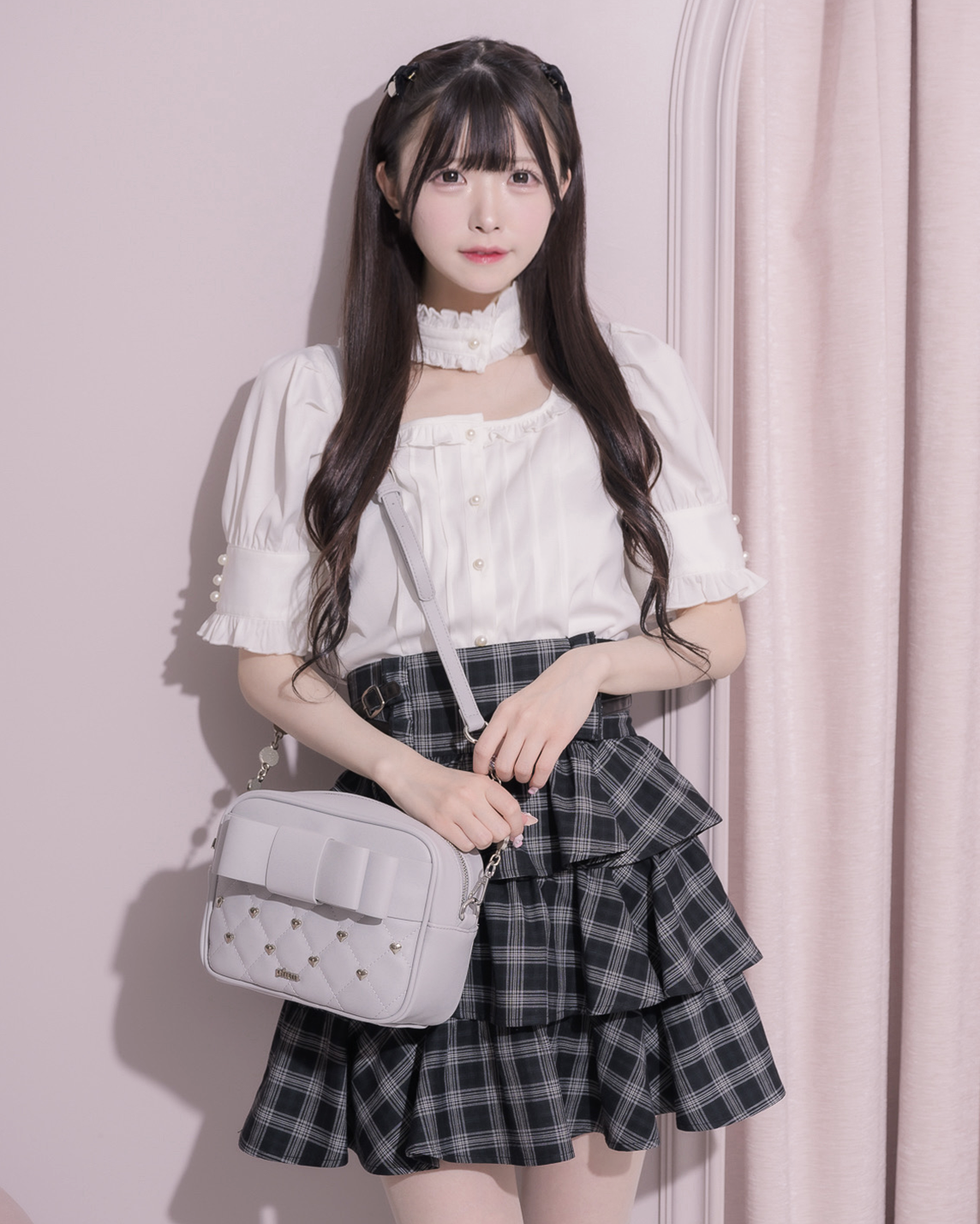 pium キルティングリボンポシェット ショルダーバッグ ホワイト pium キルティングリボンポシェット ショルダーバッグ ホワイト