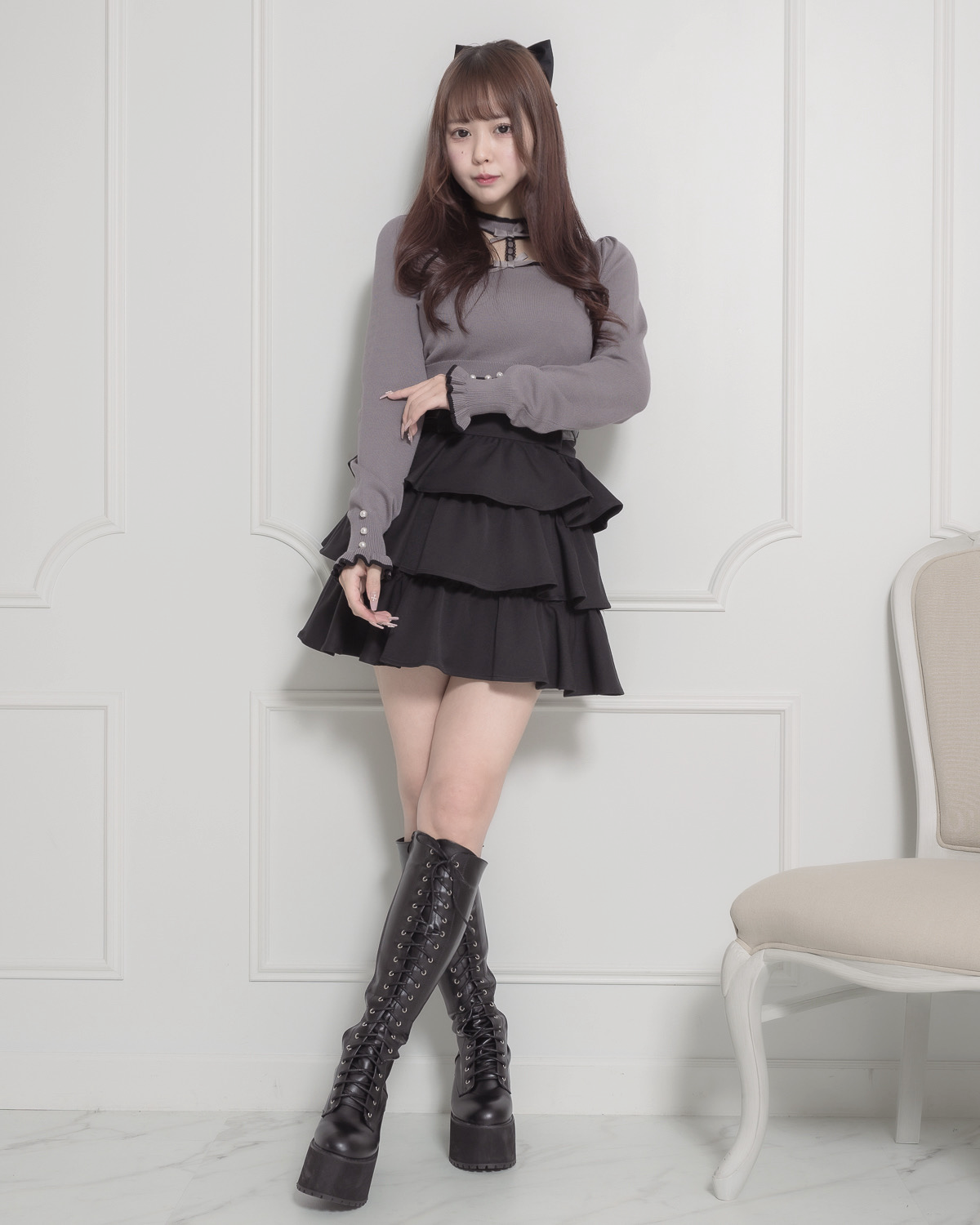 モデル身長:157cm/着用カラー:チャコール