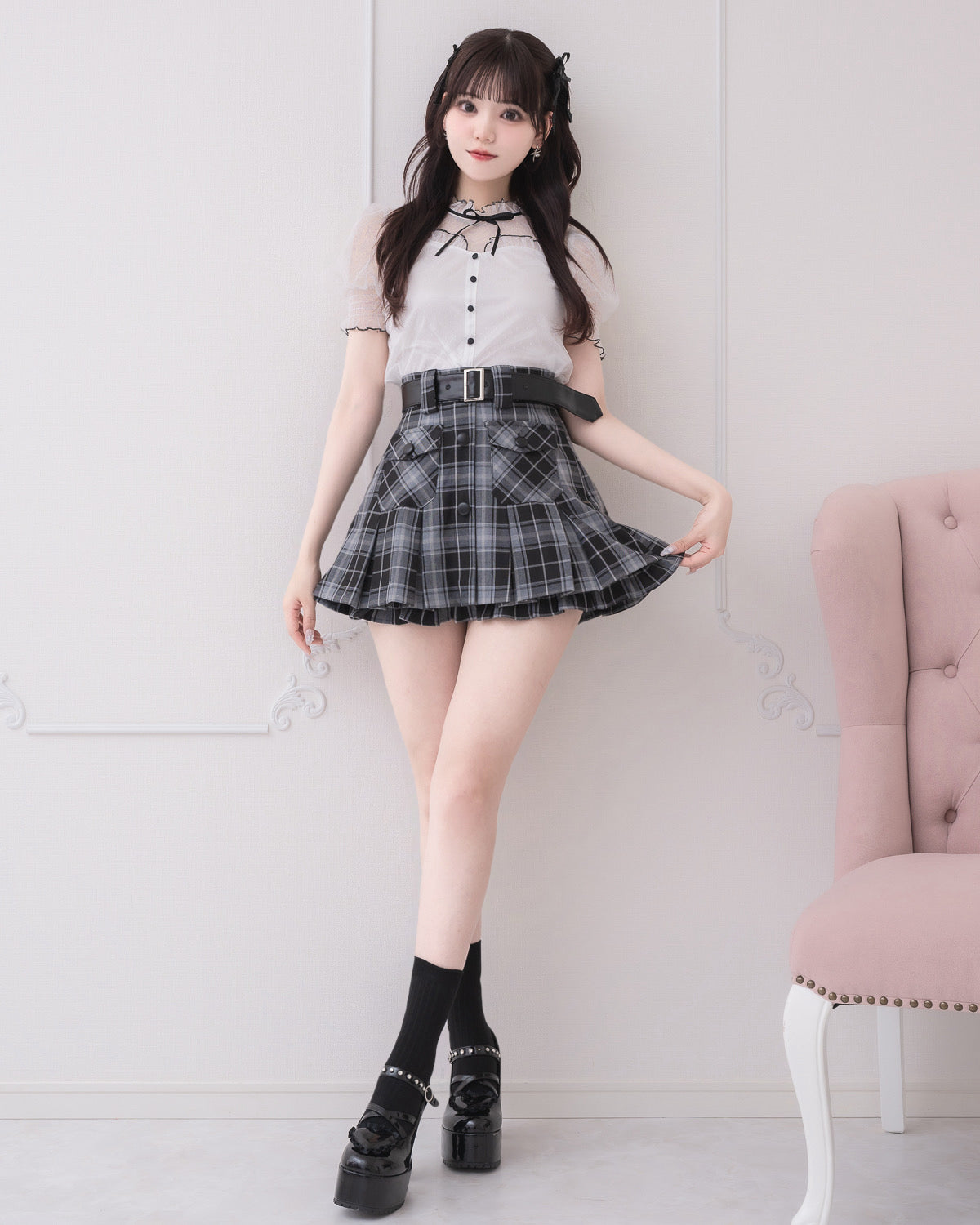 モデル身長:163cm/着用カラー:ホワイト