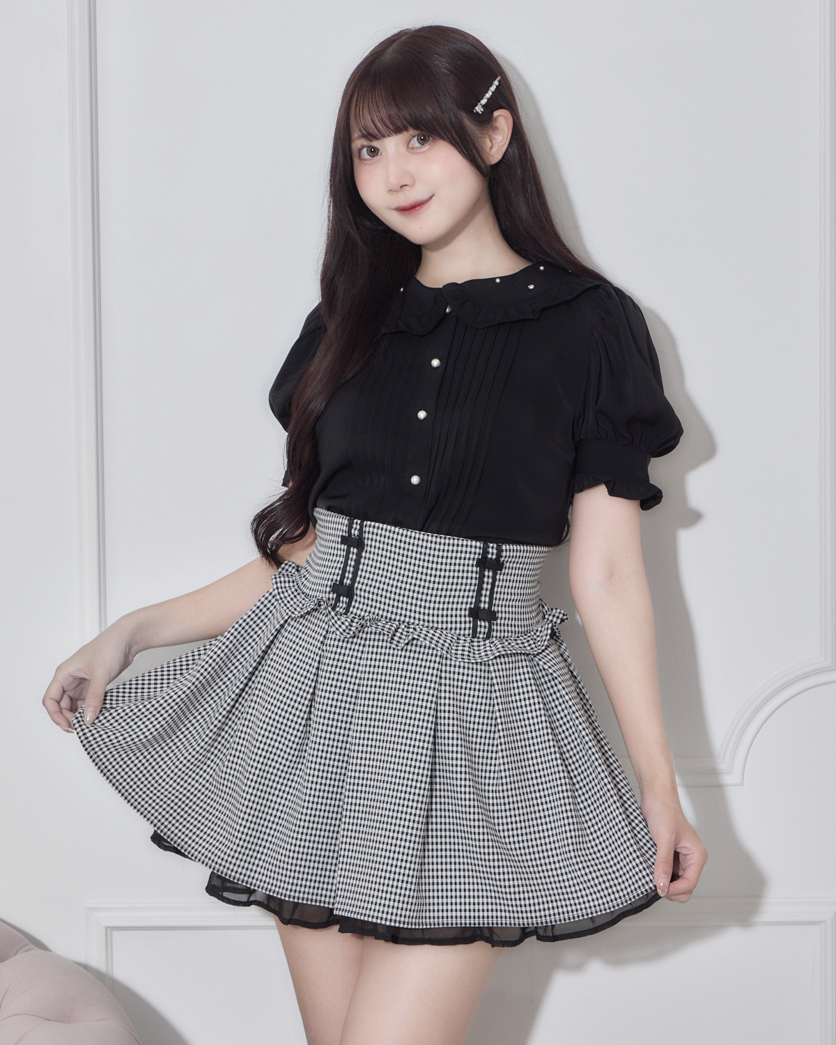 モデル身長:159cm/着用カラー:ブラック