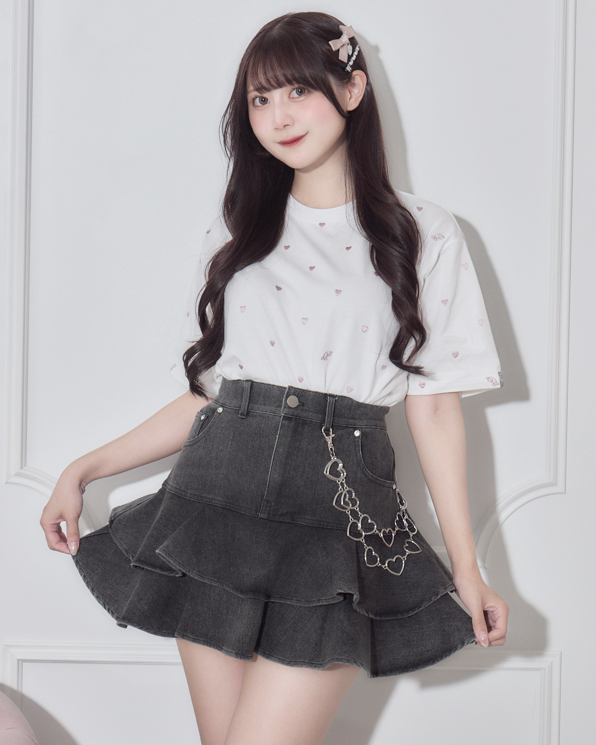 モデル身長:159cm/着用カラー:ホワイト×ピンク