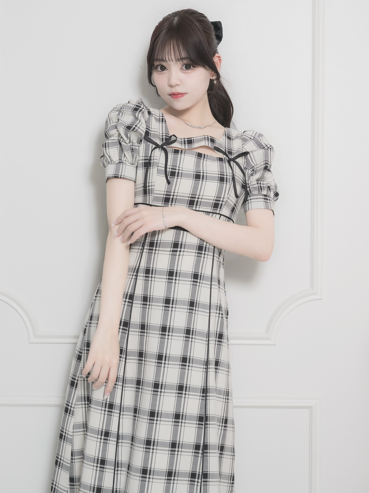 モデル身長:163cm/着用カラー:ホワイトチェック