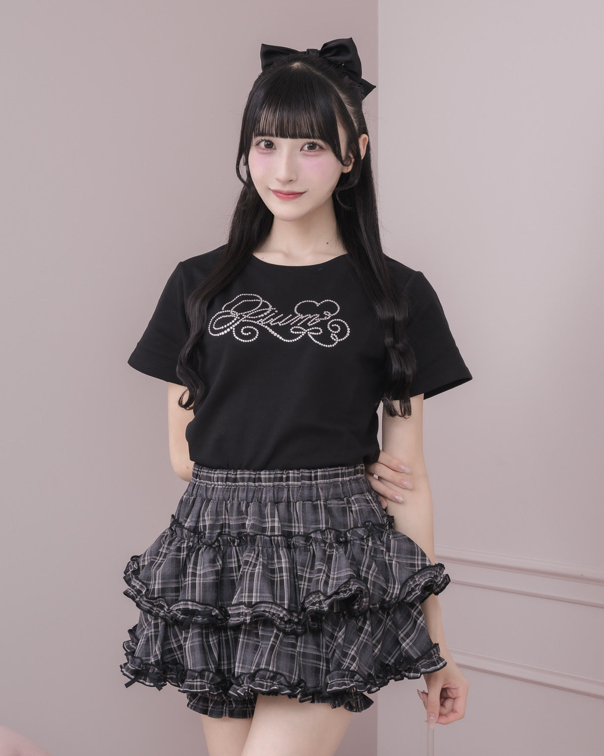 モデル身長：157cm/着用カラー：ブラックチェック