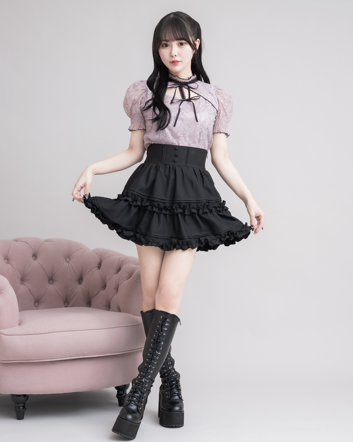 モデル身長:157cm/着用カラー:ピンク