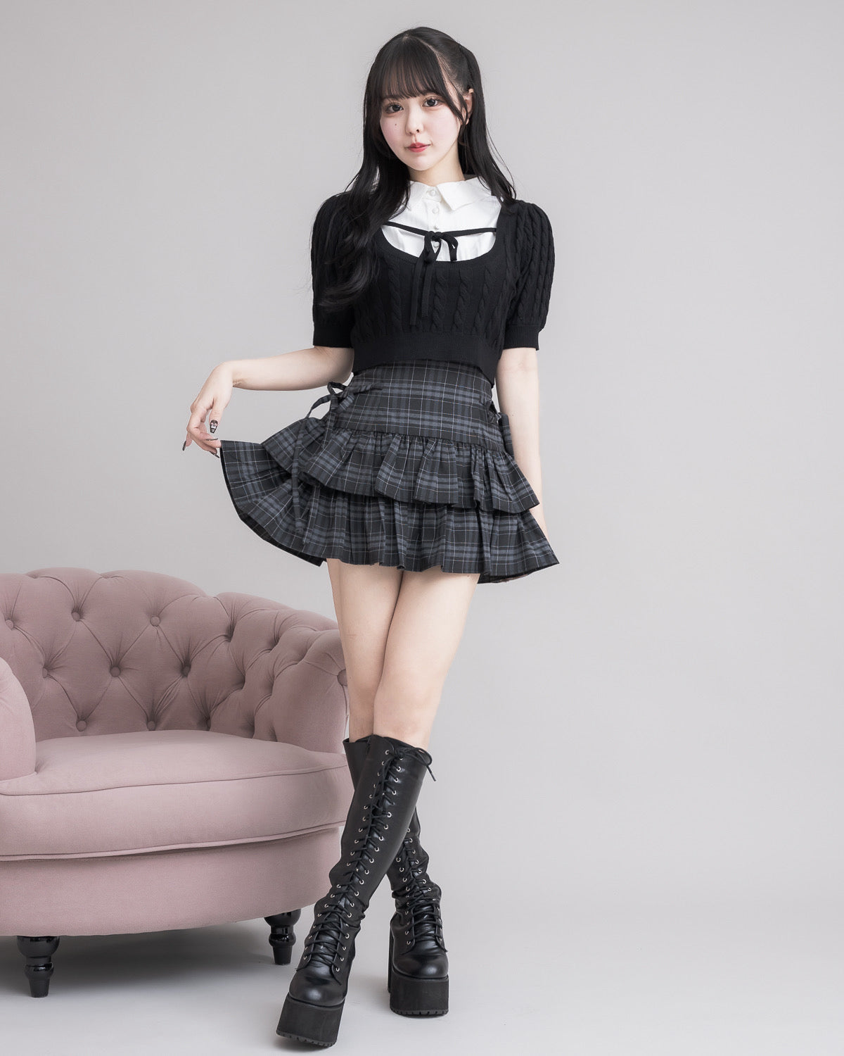 モデル身長：157cm/着用カラー:ブラック