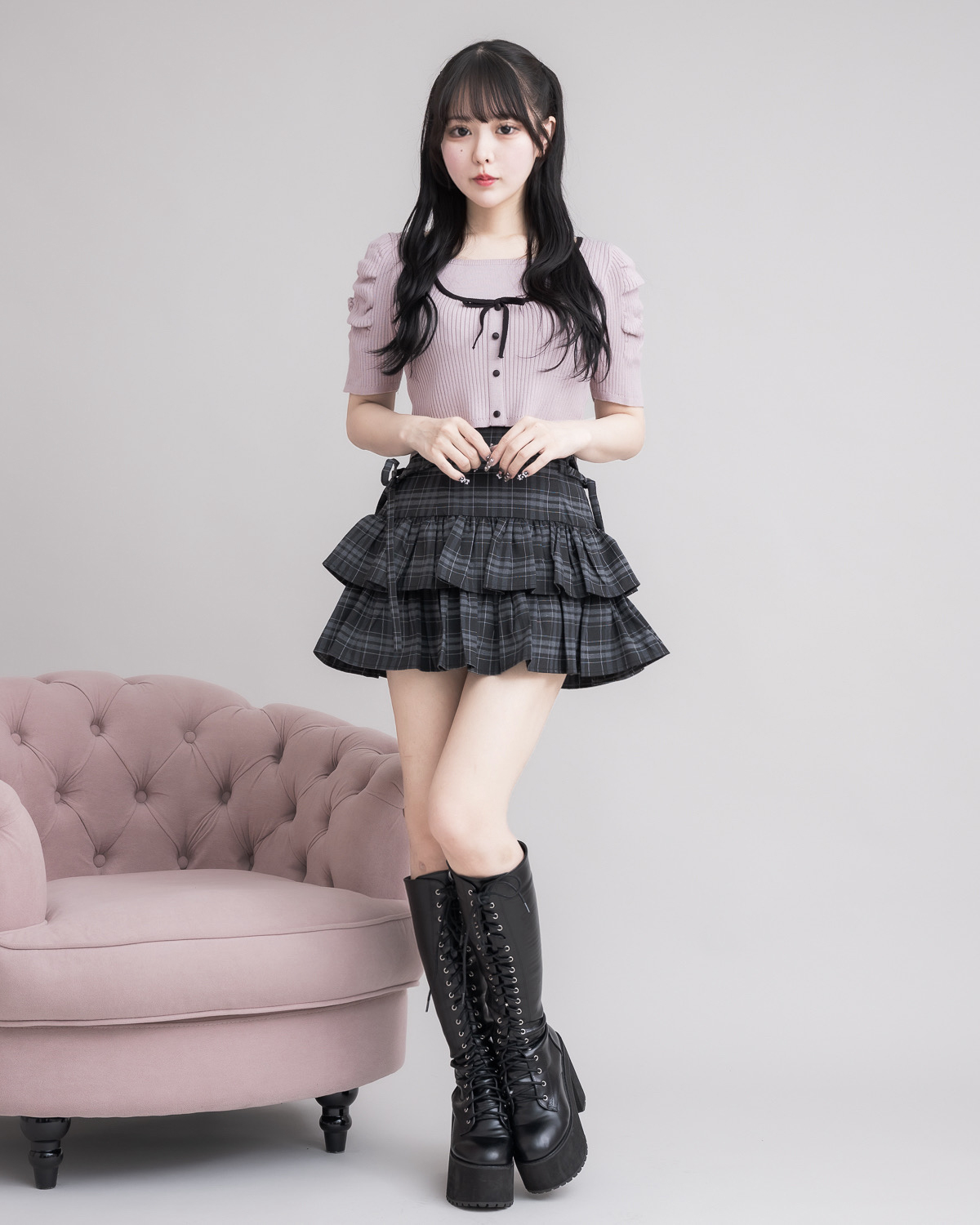 モデル身長:157cm/着用カラー:ピンク