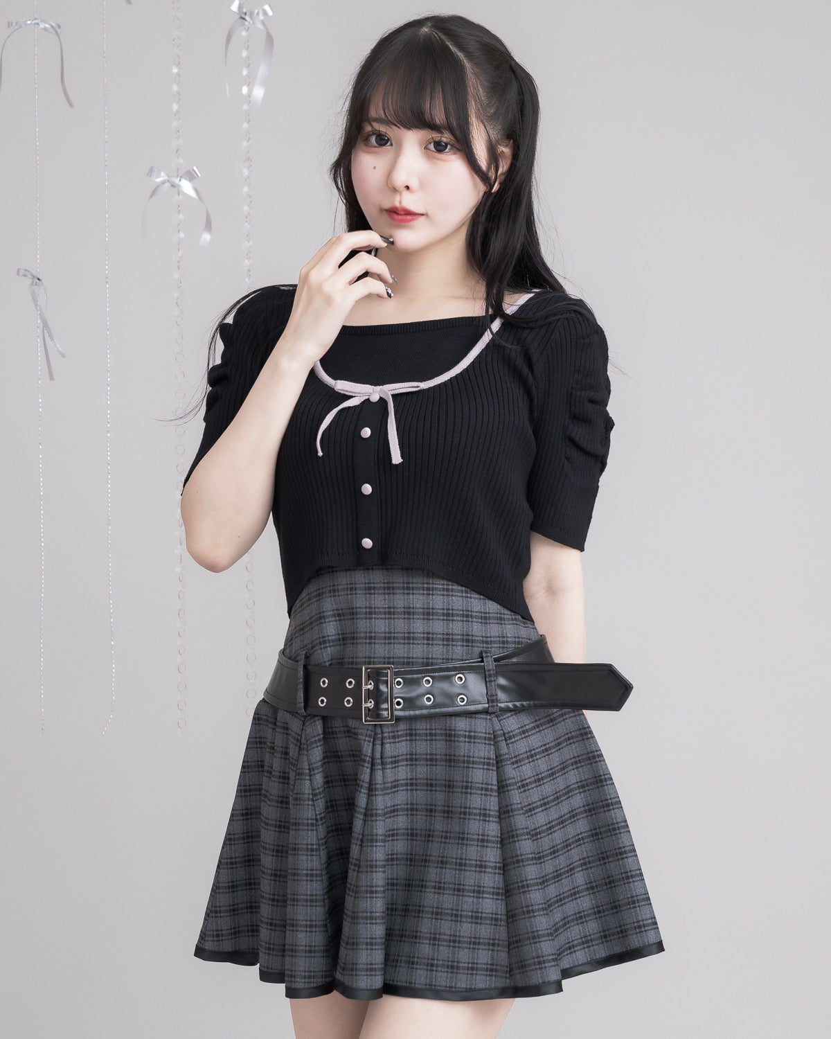 モデル身長：157cm/着用カラー:ブラック