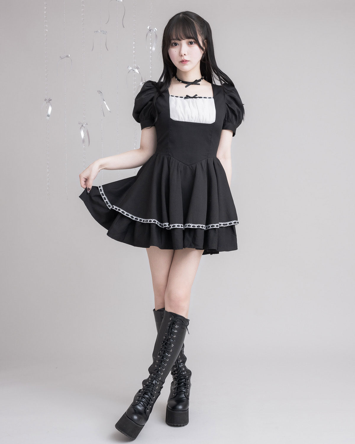 モデル身長：157cm/着用カラー:ブラック