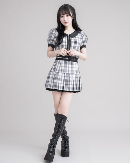 モデル身長：157cm/着用カラー:ホワイトチェック