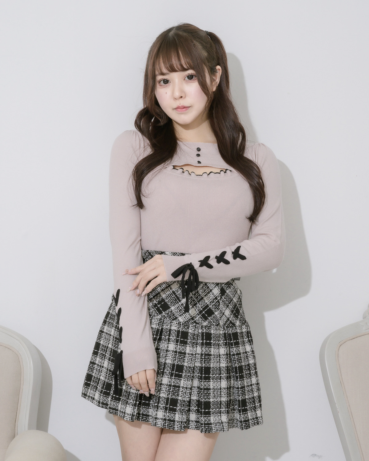 モデル身長:157cm/着用カラー:ピンク