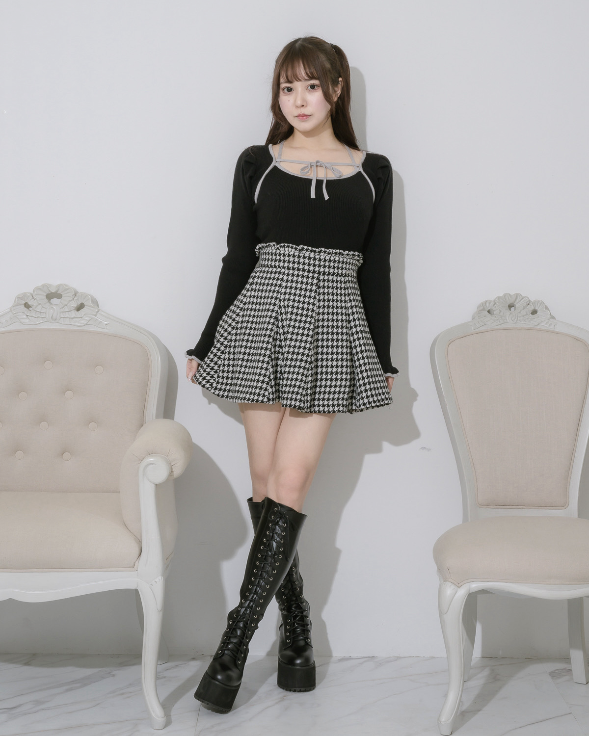 モデル身長:157cm/着用カラー:ブラック