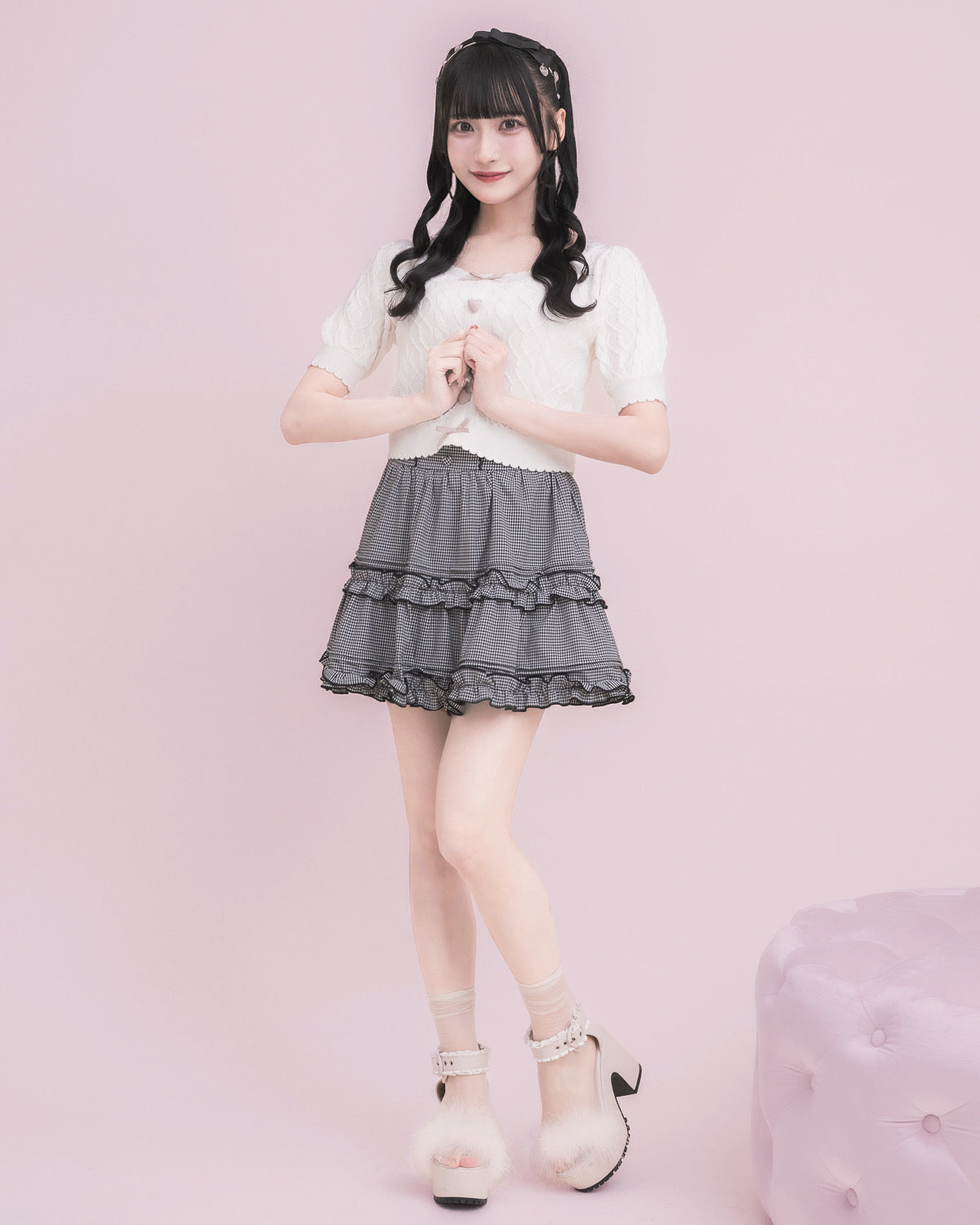 モデル身長:157cm/着用カラー:ホワイト