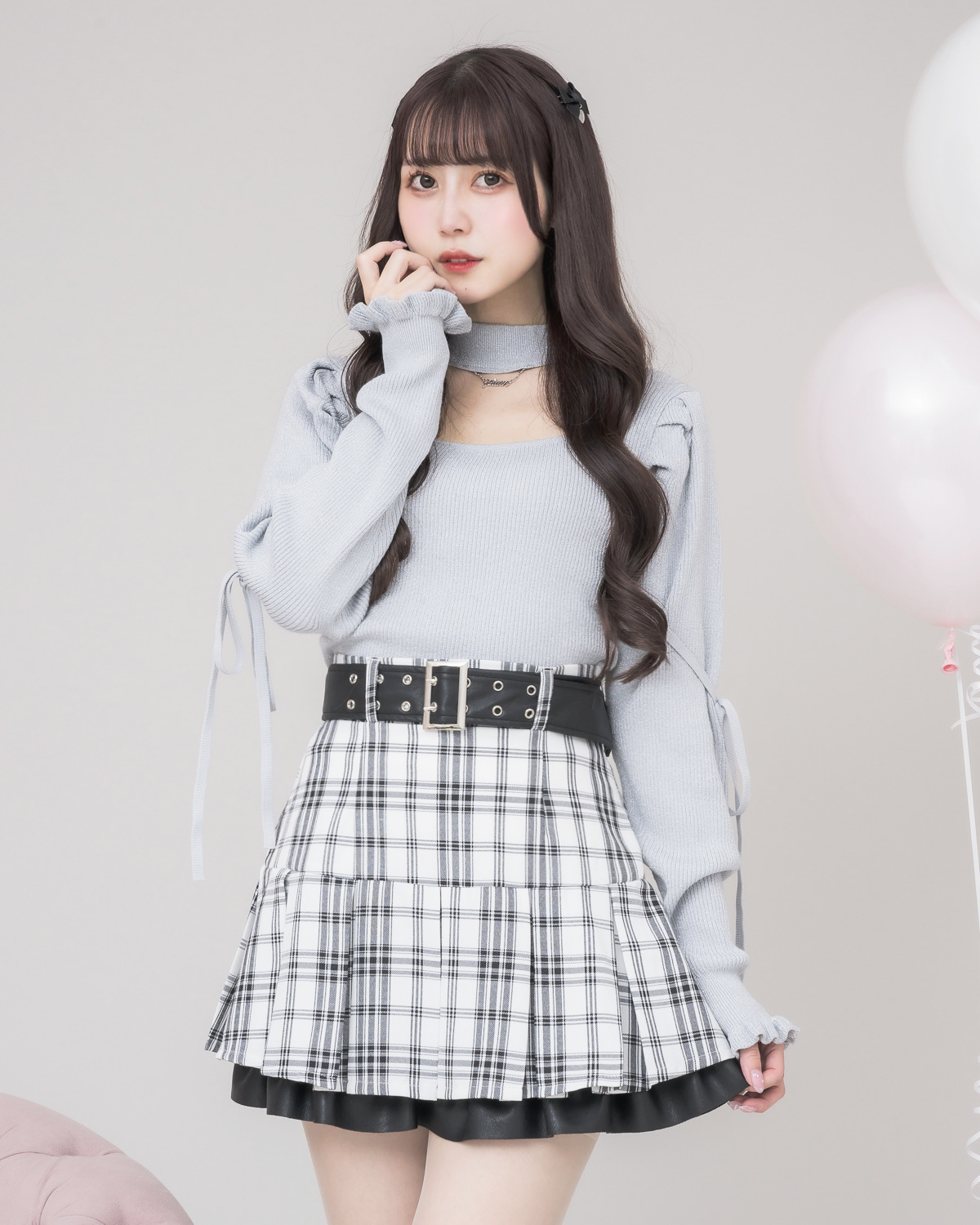 モデル身長:159cm/着用カラー:ブルーグレー