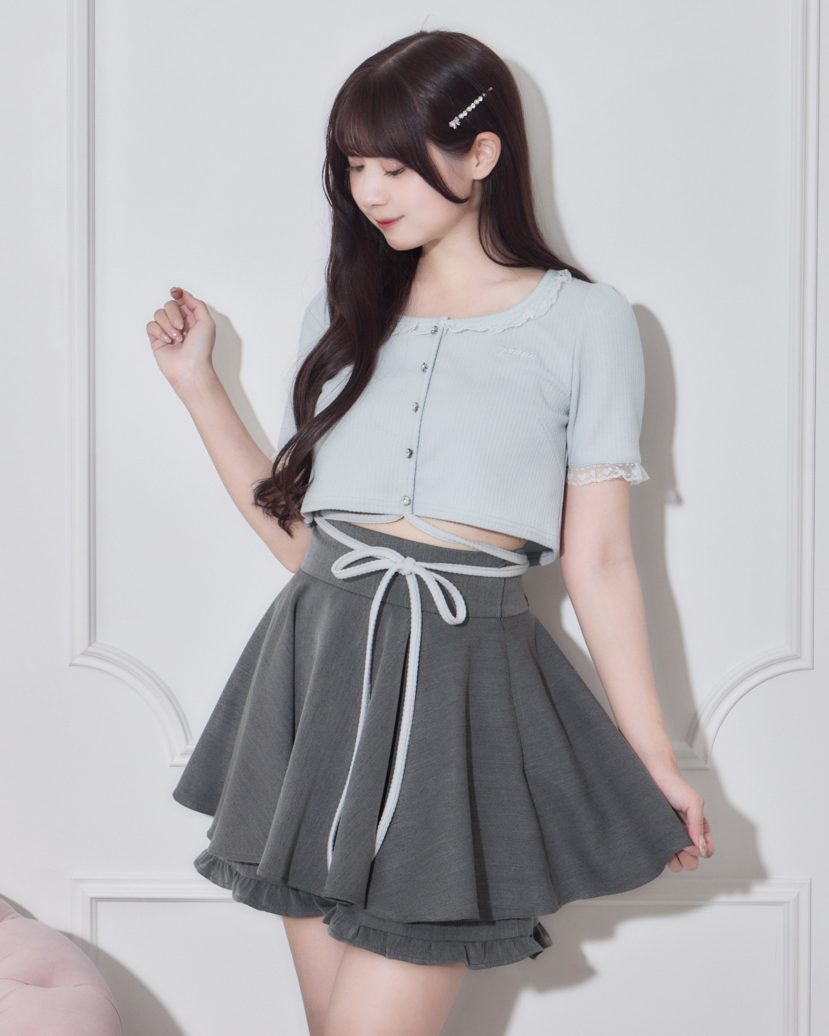 モデル身長:159cm/着用カラー:ブルー