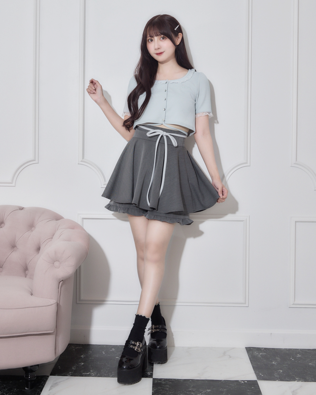 モデル身長:159cm/着用カラー:ブルー