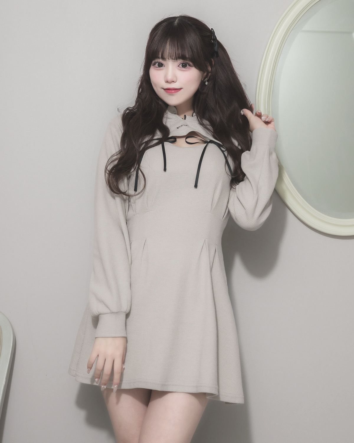 モデル身長:163cm/着用カラー:グレージュ